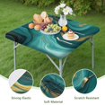 thumbnail image 4 of Teal and Gold Marble Glitter Waves Pattern Square Fitted Tablecloth with Elastic Edge,Square Table Cover,Washable Elastic Table Cover for Home Kitchen Party Decor 34"x34", 4 of 6