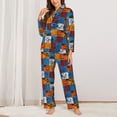 thumbnail image 2 of Salouo colorful plaid Dinosaur Pattern Women's Pajamas Set Long Sleeve Button Down Sleepwear Soft Pj Lounge Sets for women 2 Piece Pjs Set with Long Pants-XX-Large, 2 of 7