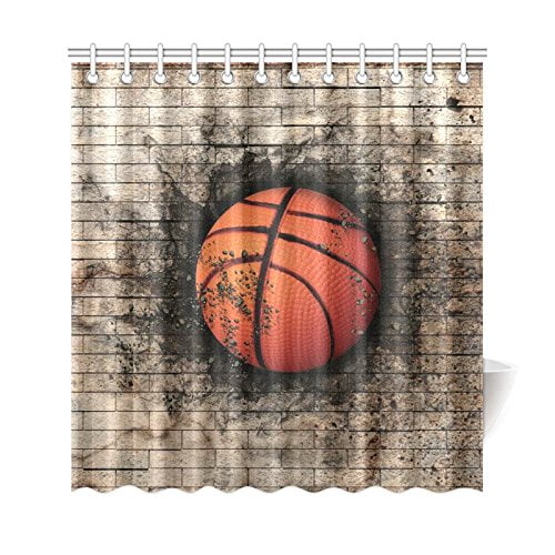Gckg Brick Wall Basketball Sports Shower Curtain Vintage Polyester Gckg Brick Wall Basketball Sports Shower Curtain Vintage Polyester Fabric Bathroom Sets With Hooks 66x72 Inches