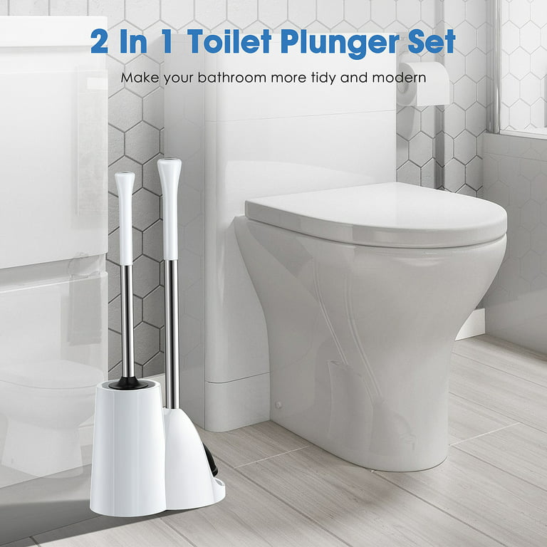 Eyliden Toilet Plunger and Brush Combo with Holder, 2 in 1 Toilet Bowl