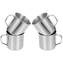 WORGEOUS  4 Pcs Stainless Steel Coffee Cups Mug Children's with Lid Silver