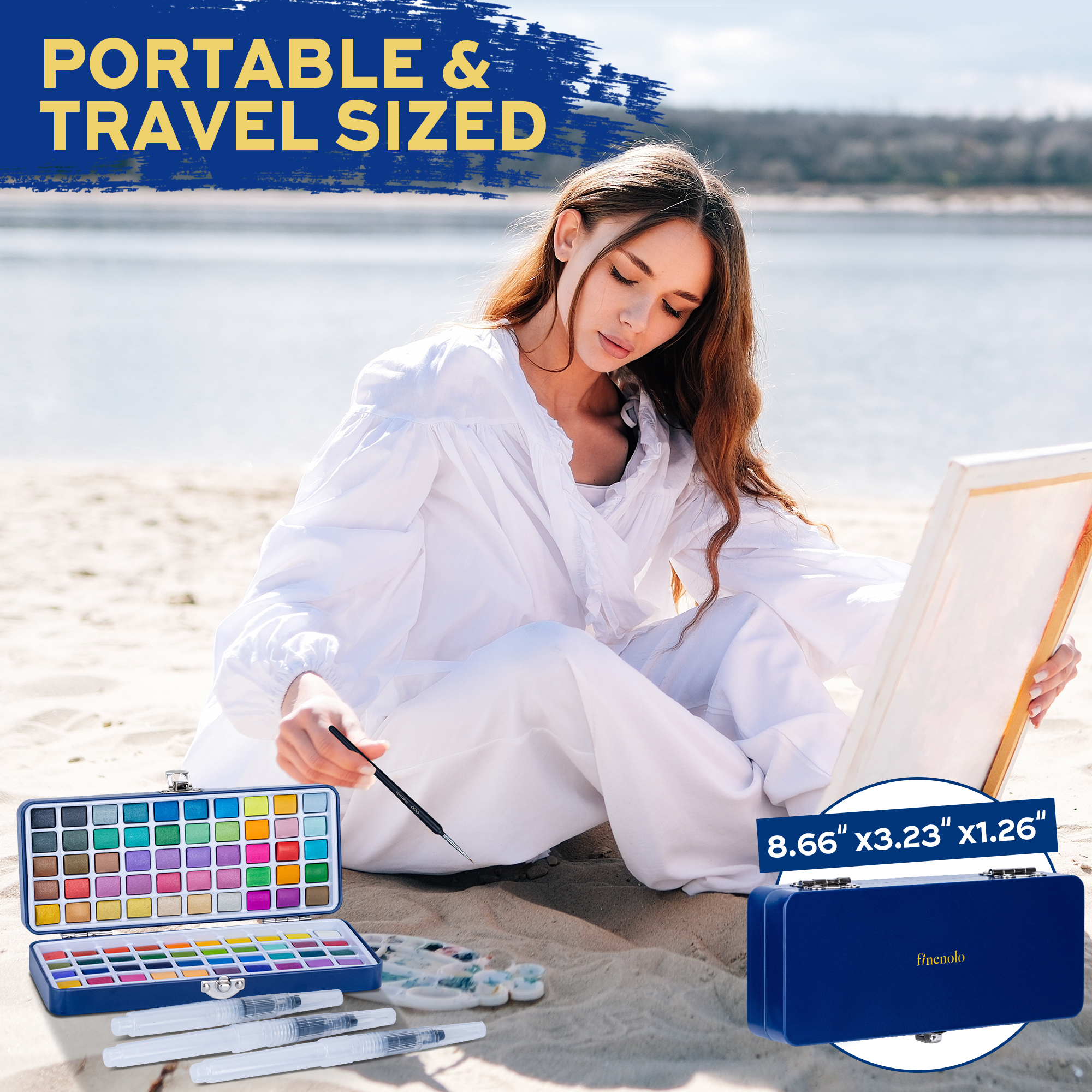 Finenolo 100-Color Watercolor Paint Set with Metallic & Fluorescent photo 5