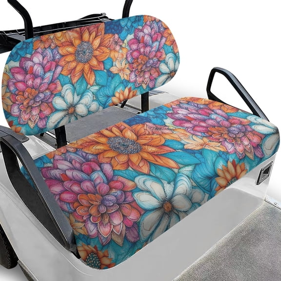 HUIACONG Datura Flowers Golf Cart Seat Cover, Lightweight Washable Golf Cart Seat Covers 2 Piece for More 2-Seat Golf Carts