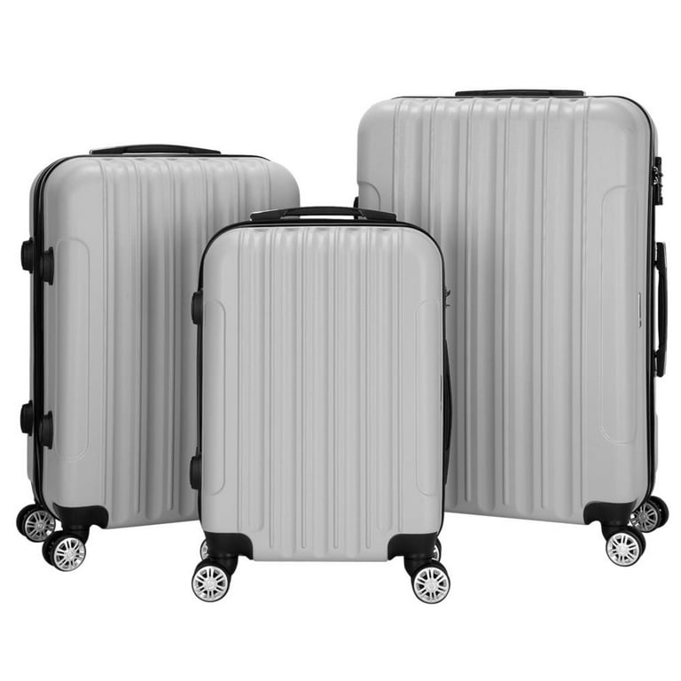 Zimtown 3pcs Luggage Travel Set Bag ABS Trolley Hard Shell Suitcase w/TSA Lock, Size: Large, Gray