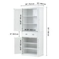thumbnail image 5 of KFFKFF 72" H 4-Door Pantry Cabinet with Drawer, Food Storage Cabinet with Adjustable Height Shelves for Kitchen, Lounge, Dining Area, Laundry, White, 5 of 9