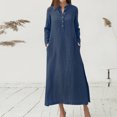 thumbnail image 4 of Vestido largo casual de manga larga con mangas largas para mujer Tomshoo Azul oscuro XL, 4 of 7