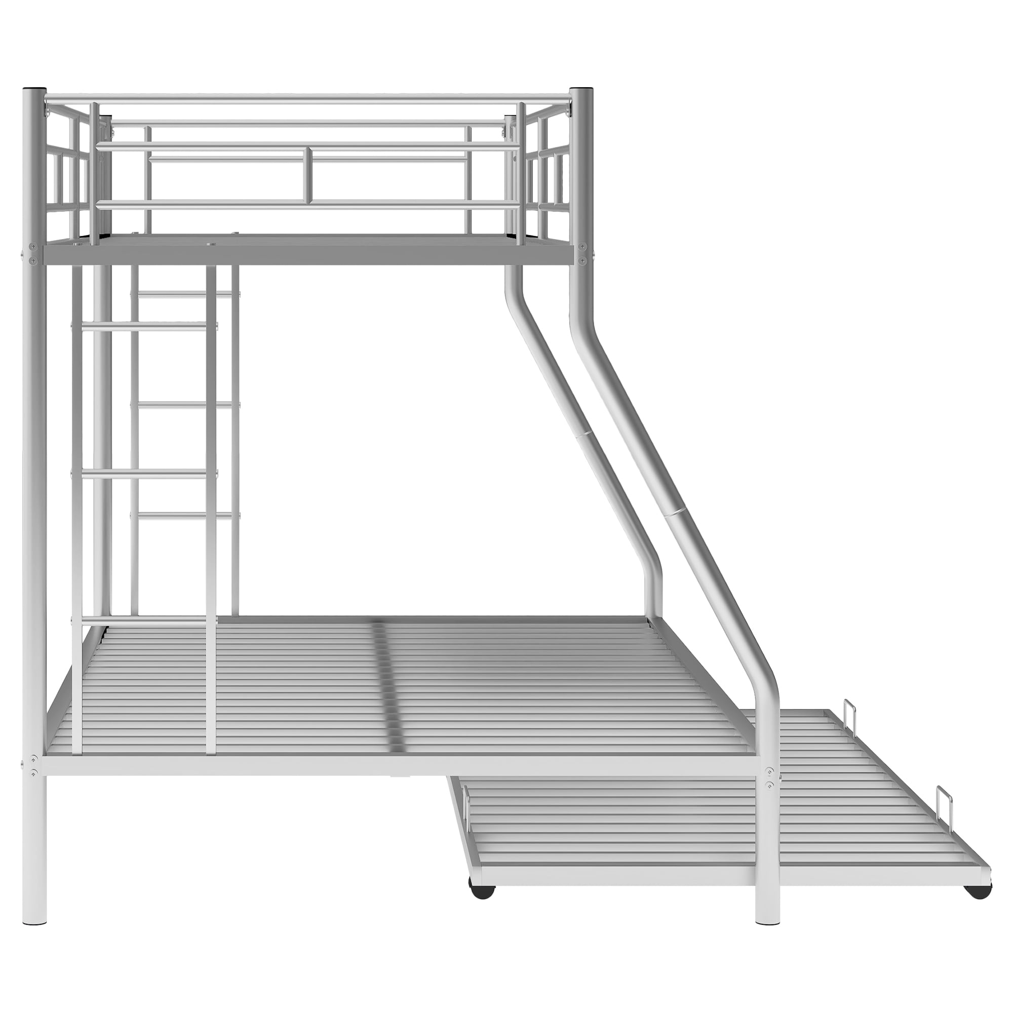 Euroco Metal Twin over Full Bunk Bed with Trundle, Silver