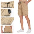 thumbnail image 6 of Satankud Mens Casual Cargo Shorts Classic Drawstring Stretch Hiking Beach Shorts Twill Chino Short with 6 Pockets Khaki Size 34, 6 of 8
