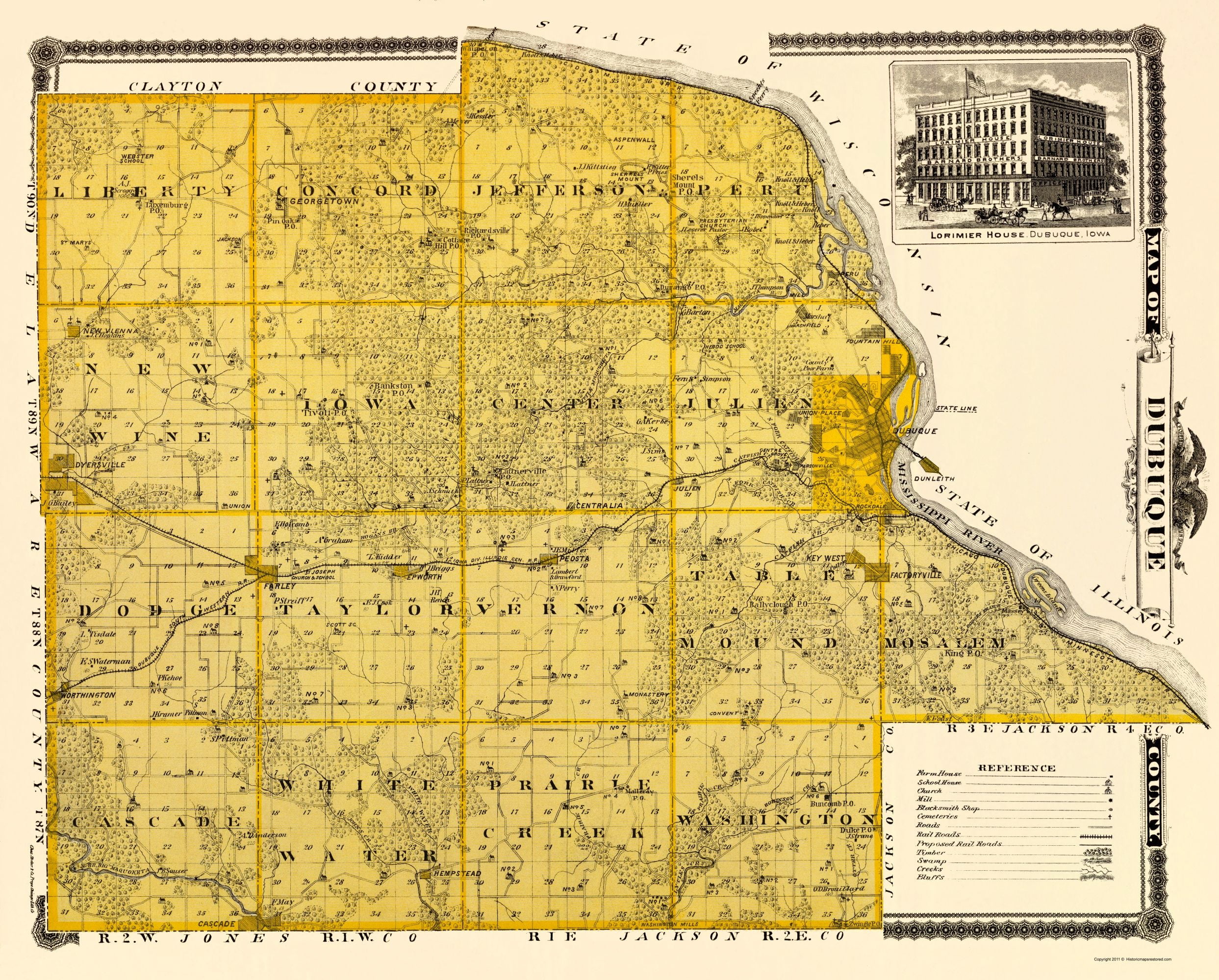 Dubuque County Iowa - Andreas 1874 - 23.00 x 28.59 - Matte Art Paper -  Walmart.com
