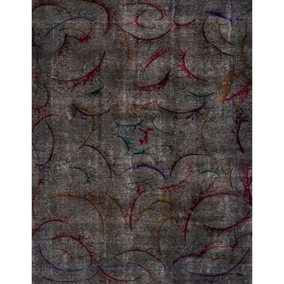 Ahgly Company Indoor Rectangle Abstract Purple Abstract Area Rugs, 6' x 9'