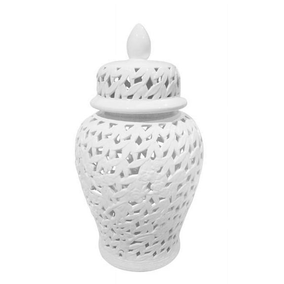 24 in. Pierced Temple Jar, White