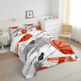 thumbnail image 4 of Juego de cama de 2 piezas con estampado de baloncesto en color naranja para la habitación de niños y adolescentes, 4 of 6