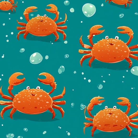 Crab Peel and Stick Wallpaper 23.6in x 9.8ft Cute Orange Crab Teal Ocean Bubbles Contact Paper Vinyl Waterproof Self Adhesive Wall Paper for Bedroom Shelf Cabinet Renter Friendly