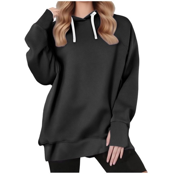Women's Hoodie Sweatshirt Long Sleeve Breathable Pullover Top Versatile Casual Wear Layering Fall Winter Outfit for Everyday Ease