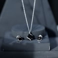 thumbnail image 6 of Rosec Jewels Real Black Spinel Jewelry Set with Moissanite - Cocktail Necklace and Earring Set - AAA Grade - Jewelry Box included, 18K White Gold, 6 of 8