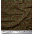 thumbnail image 1 of Soimoi Brown polyester Crepe Fabric Leaves & Filigree Damask Print Fabric by Yard 52 Inch Wide, 1 of 3