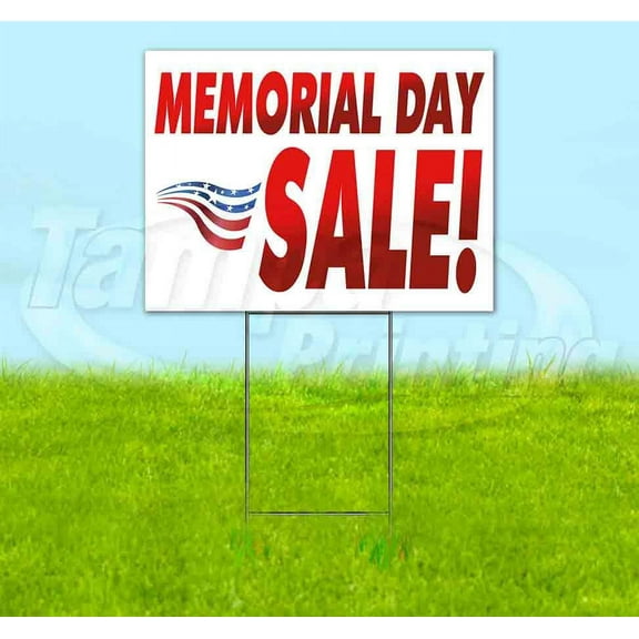 Memorial Day Sale (18" x 24") Yard Sign, Includes Metal Step Stake