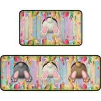 Easter Kitchen Rugs Sets of 2 Easter Kitchen Decor Funny Bunny Colorful Eggs Kitchen Mats for Floor Spring Easter Decorations for The Home