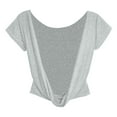 thumbnail image 6 of Open Back Crop Tops Women Short Sleeve Crew Neck T-Shirts Summer Casual Tee Going Out Blouses Plain Tshirts (XL, Gray), 6 of 8