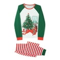 thumbnail image 2 of Inevnen Family Pajamas Matching Set Christmas Tree Print Long Sleeve Tops + Elastic Striped Pants, 2 of 5