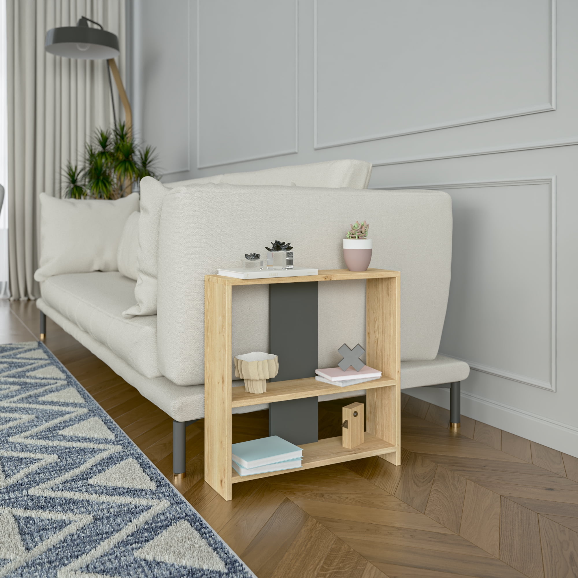 Ada Home Décor Side Table, Oak/Gray
