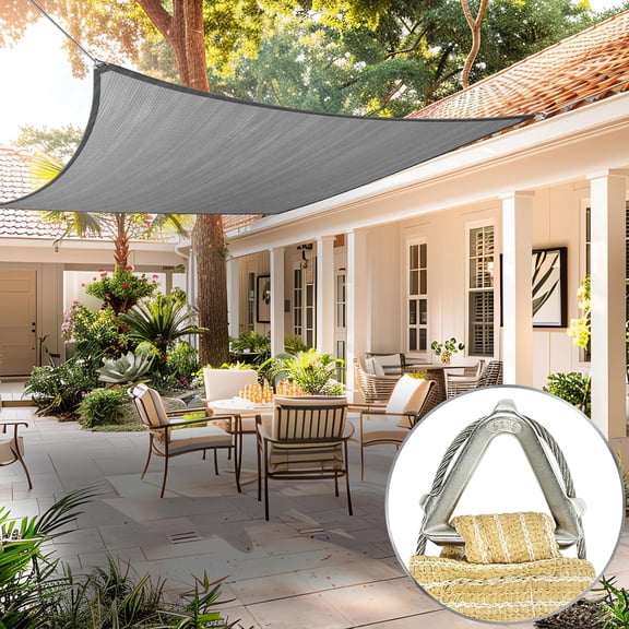 ShadeMart Pro Ring 16' x 16' Grey Square Sun Shade Sail, Commercial Grade UPF50 Canopy, Reinforced Corners & Edges, 260 GSM Fabric Heavy Duty -3 Years Warranty (We Make Custom Size)