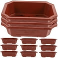 thumbnail image 5 of WASHWEPE 12Pcs Coffee Brown Plastic Plant Pots for Enthusiasts Drainage Flower Pots 9.4x6.7x2.8in, 5 of 8