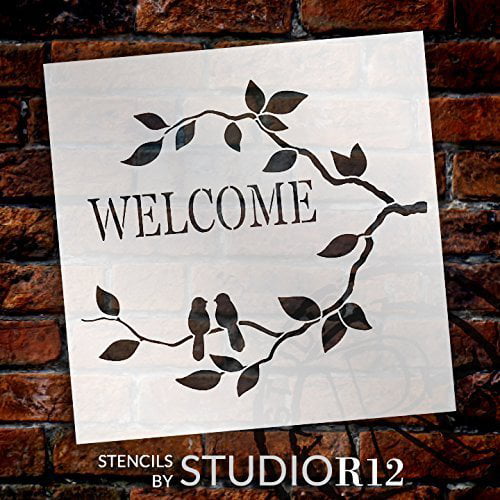 Welcome Stencil with Border - Word Stencil - 20 x 10 - SKU:STCL575