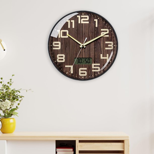 Pantalla DIY de 12 pulgadas, humedad, números decorativos oscuros, reloj de pared luminoso, reloj de pared Digital para valla, piscina, patio Normal BLESIY reloj de pared al aire libre