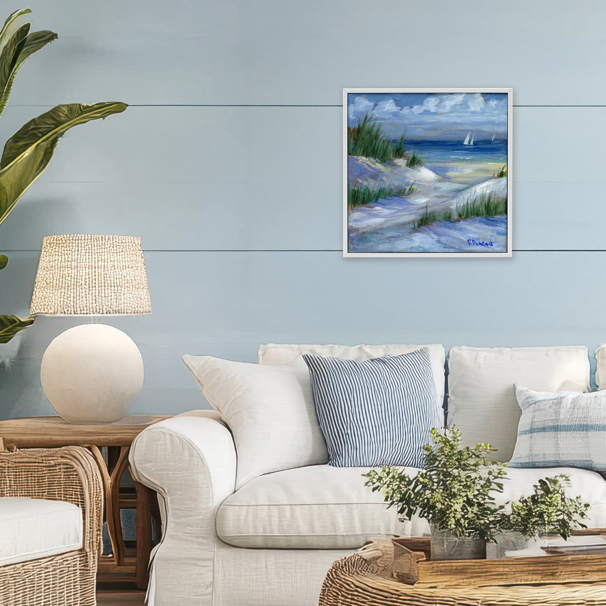 Stupell Industries Crooked Island Dunes & Sailboats White Framed Giclee Art, design by Paul Brent