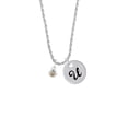 thumbnail image 2 of Delight Jewelry Silvertone Mini Paw with Yellow Crystal Silvertone Script Initial Disc - U - Charm Necklace, 20"+3", 2 of 4
