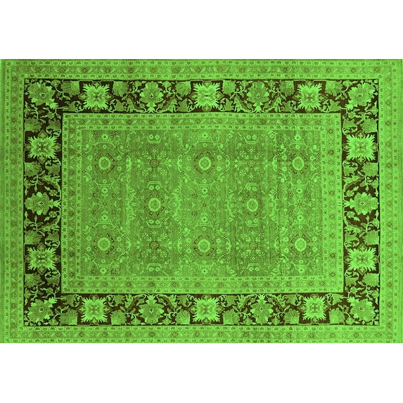 Ahgly Company Indoor Rectangle Oriental Green Industrial Area Rugs, 4' x 6'