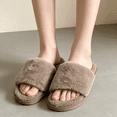 thumbnail image 5 of YOUYEDIAN Slippers for Women Versatile Platform Flat Fuzzy Slip On Open Toe Slippers Fashion One Strap Backless Casual Shoes, 5 of 5