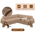 thumbnail image 3 of HDCAXKJ Washable L Shape Sofa Covers Reversible Sectional Couch Covers Corner Sofa Slipcovers Blankets Sofa Cover for Living Room Home Decor,91"x252",Coffee, 3 of 10