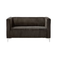 thumbnail image 3 of Home Design Gavin 2-Piece Velvet Living Room Set with Loveseat and Sofa, Square Arm Design, Channel Tufted Upholstery, Brown, 3 of 6