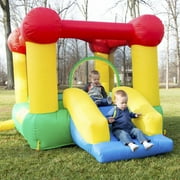 Hey! Play! Inflatable Castle Bounce House with Slide and Hoop