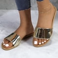 thumbnail image 4 of GJPBGK Women's Flat Slide Sandals Open Toe One-Band Summer Slip-On Shoes for Beach, Travel & Casual Outfits, 4 of 6