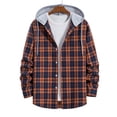 thumbnail image 2 of ZCFZJW Men's Flannel Plaid Hooded Shirts Casual Long Sleeve Button Down Regular Fit Hooded Shirt Lightweight Thin Jackets Orange#07 XXL, 2 of 4