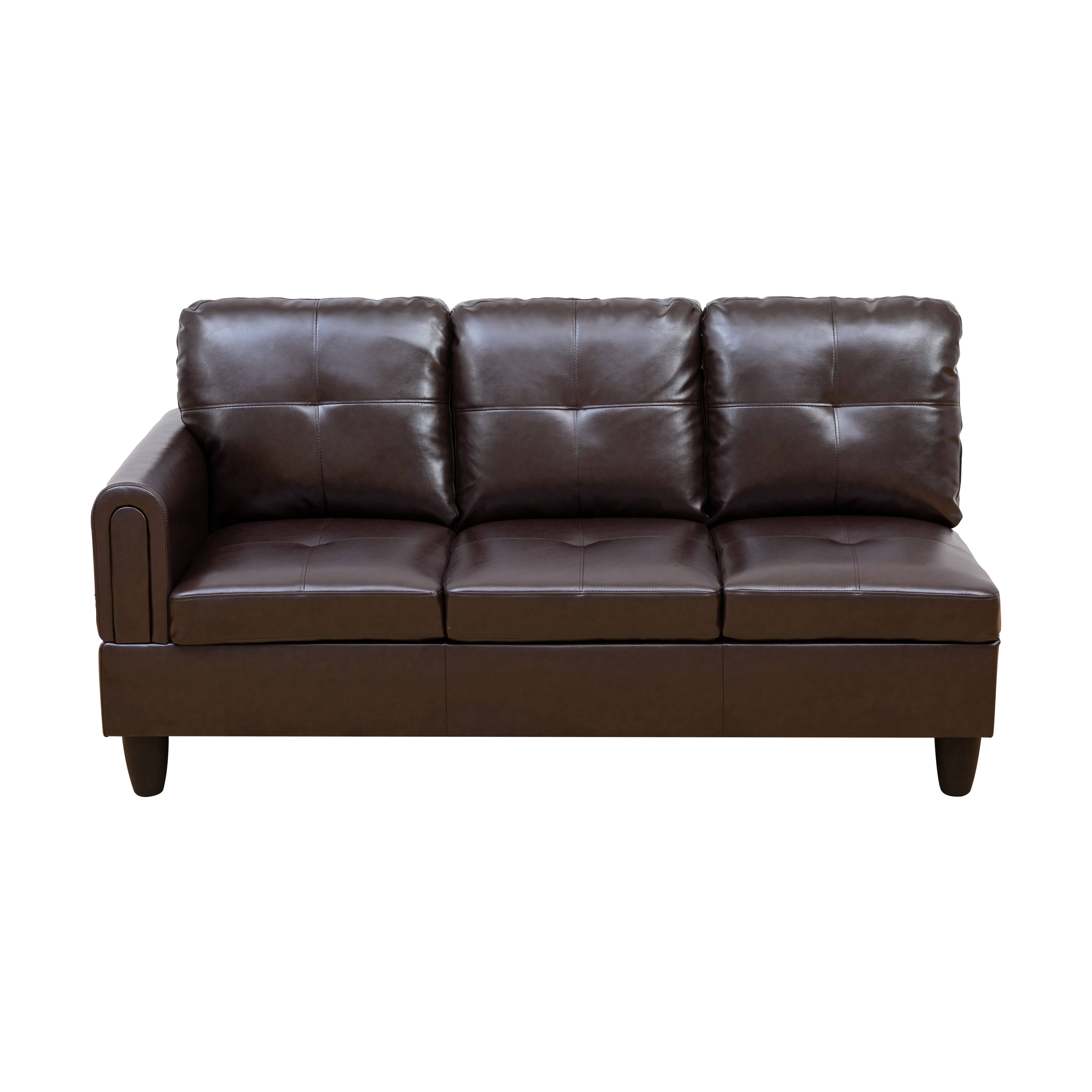 MAYEERTY 97" Modern 3-Piece Faux Leather Upholstery Sectional Couch for Living Room，Brown