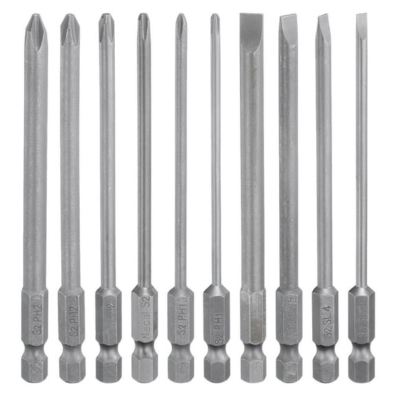 Uxcell 10Pcs Slotted Phillips Screwdriver Bit 4" Length Magnetic Flat Cross Drill Bits