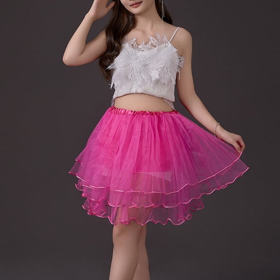 Mifsaly Mini Tulle Mesh Skirt Women Puffy Layered Short Flared Aline Flowy Skirts Cute Party Dance Fashion Outfits
