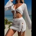 thumbnail image 4 of Traje de Baño de Crochet para Mujer, 2 Piezas, Larga, Top Corto con Lazo Frontal, Minifalda L, 4 of 7