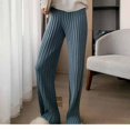 thumbnail image 1 of Pantalones anchos de pierna de punto para mujer, de cintura alta, drapeados, rectos, adelgazantes, holgados, para otoño e invierno, 1 of 6