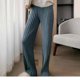 thumbnail image 1 of Pantalones anchos de pierna de punto para mujer, de cintura alta, drapeados, rectos, adelgazantes, holgados, para otoño e invierno, 1 of 6