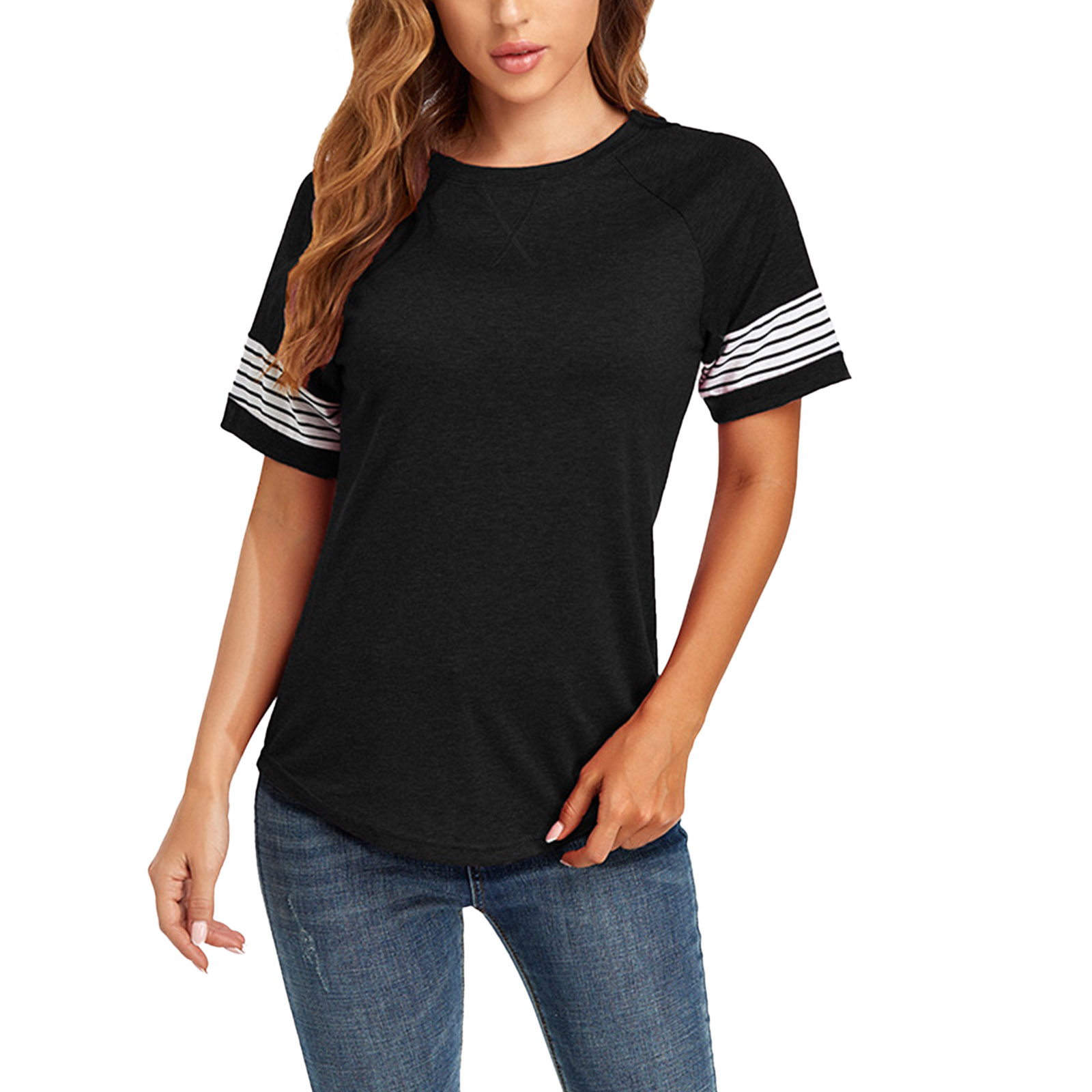 fvwitlyh Womens Black T Shirt Womens Round Neck Oversized Tshirts Loose