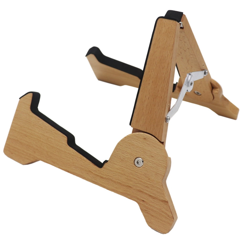 LULULION Light Brown Wood Guitar Stand Portable Foldable Guitar Support for Stage and Store