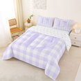 thumbnail image 2 of Manfei Purple Dreamy Bowknot Initial D Queen Comforter Set,Classic Grid Geometric Comforter Sets Queen,Reversible,3pcs,1 Comforter and 2 Pillowcases, 2 of 7