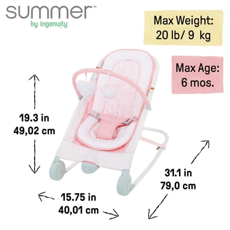 Summer by Ingenuity 2-in-1 Bouncer & Rocker Duo for Infants - Pink