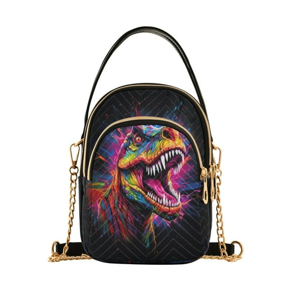 ALAZA Chain Crossbody Bags for Women Cool Dinosaur Shoulder Handbag Phone Purse