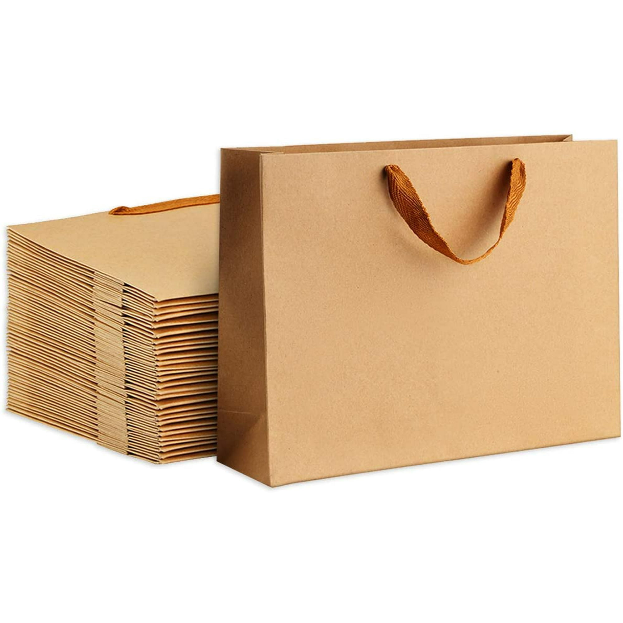 Small paper bag 10.6x3.1x8.3 gift bag 50Pcs heavy kraft paper kraft paper bag with soft cloth handle party bag shopping bag retail bag